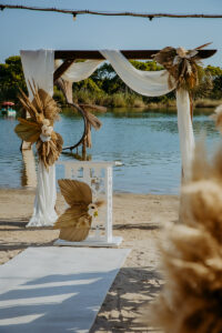 BOHO PAMPAS GRASS WEDDING ARCH WITH AISLE ARRANGEMENTS